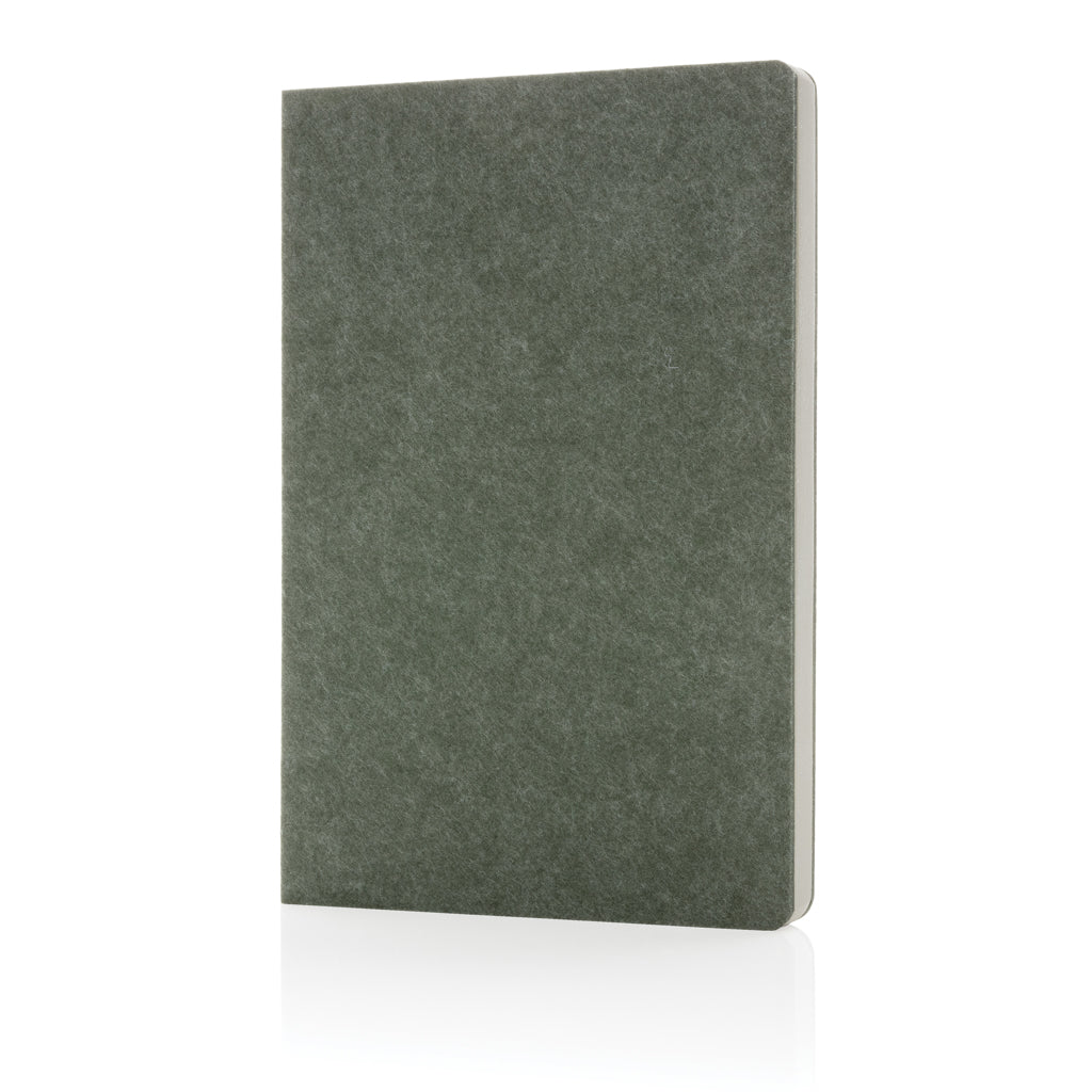 A5 notitieboek van gerecycled vilt, harde kaft, groen