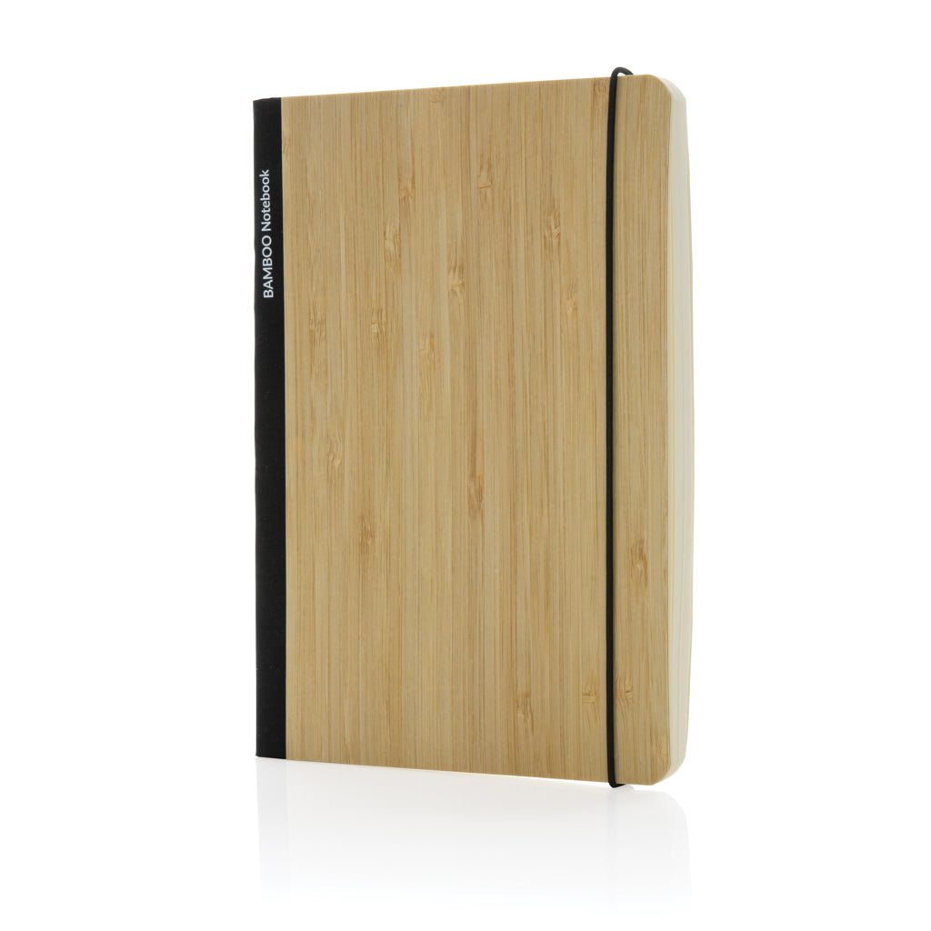 A5 notitieboek van FSC-bamboe en papier (20 cm), zwart