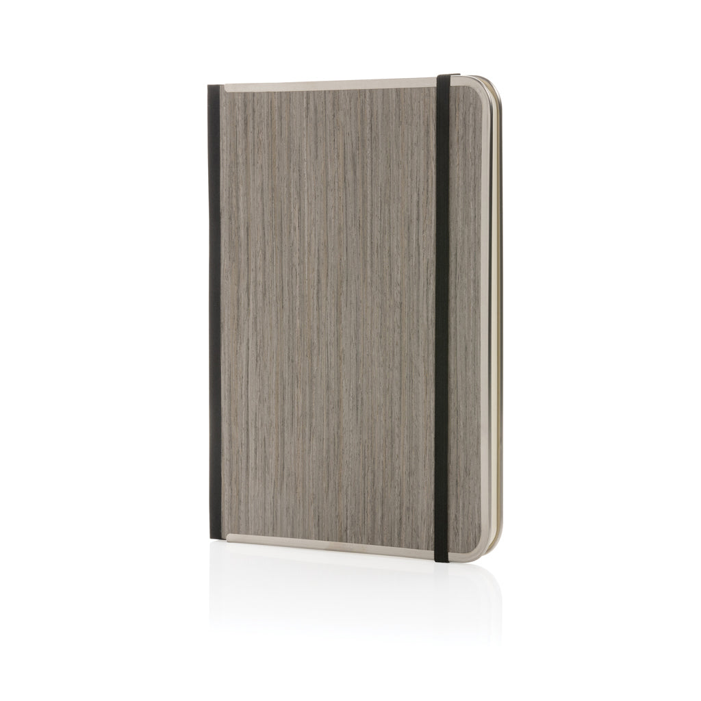 A5 notitieboek van FSC-hout en papier, grijs