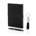 Cadeauset met sleutelhanger, pen en notitieboek, zwart