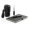 Cadeauset met koffiemok, sleutelhanger en pen, zwart