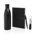 Cadeauset met drinkfles, sleutelhanger en pen, zwart