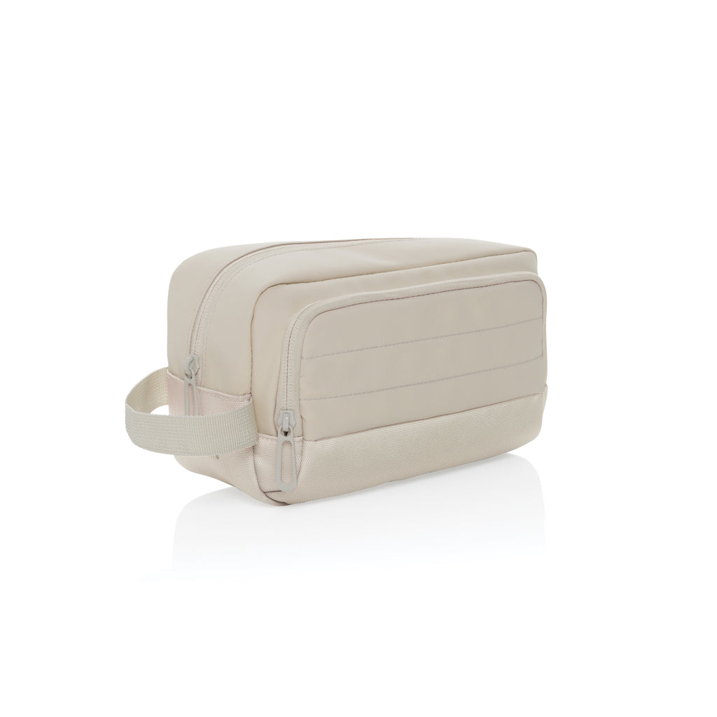 Toilettas 24 x 9 x 13,5 cm met voorvak, beige