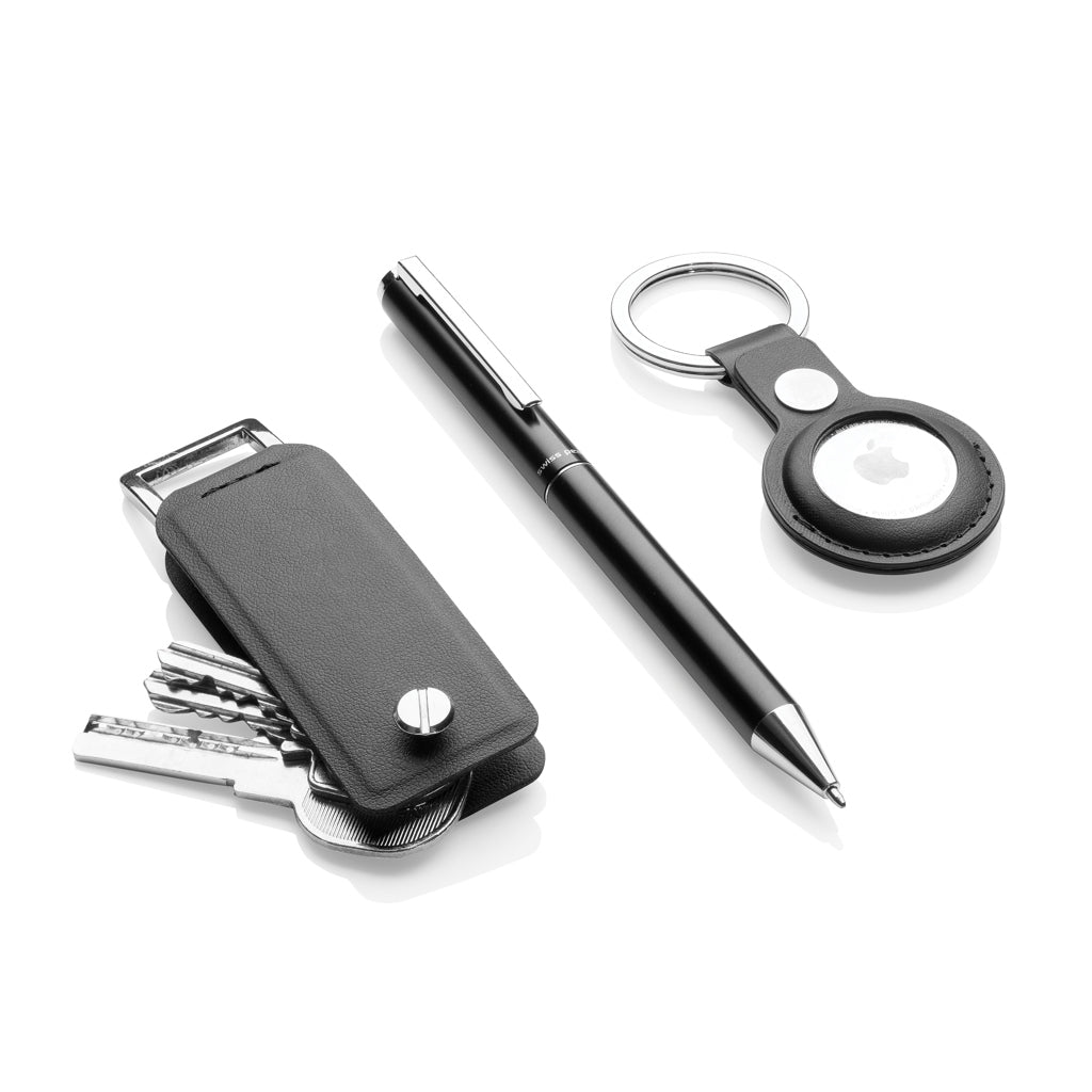 Sleutelhouder, AirTag-houder en pen, 3-delige set, zwart