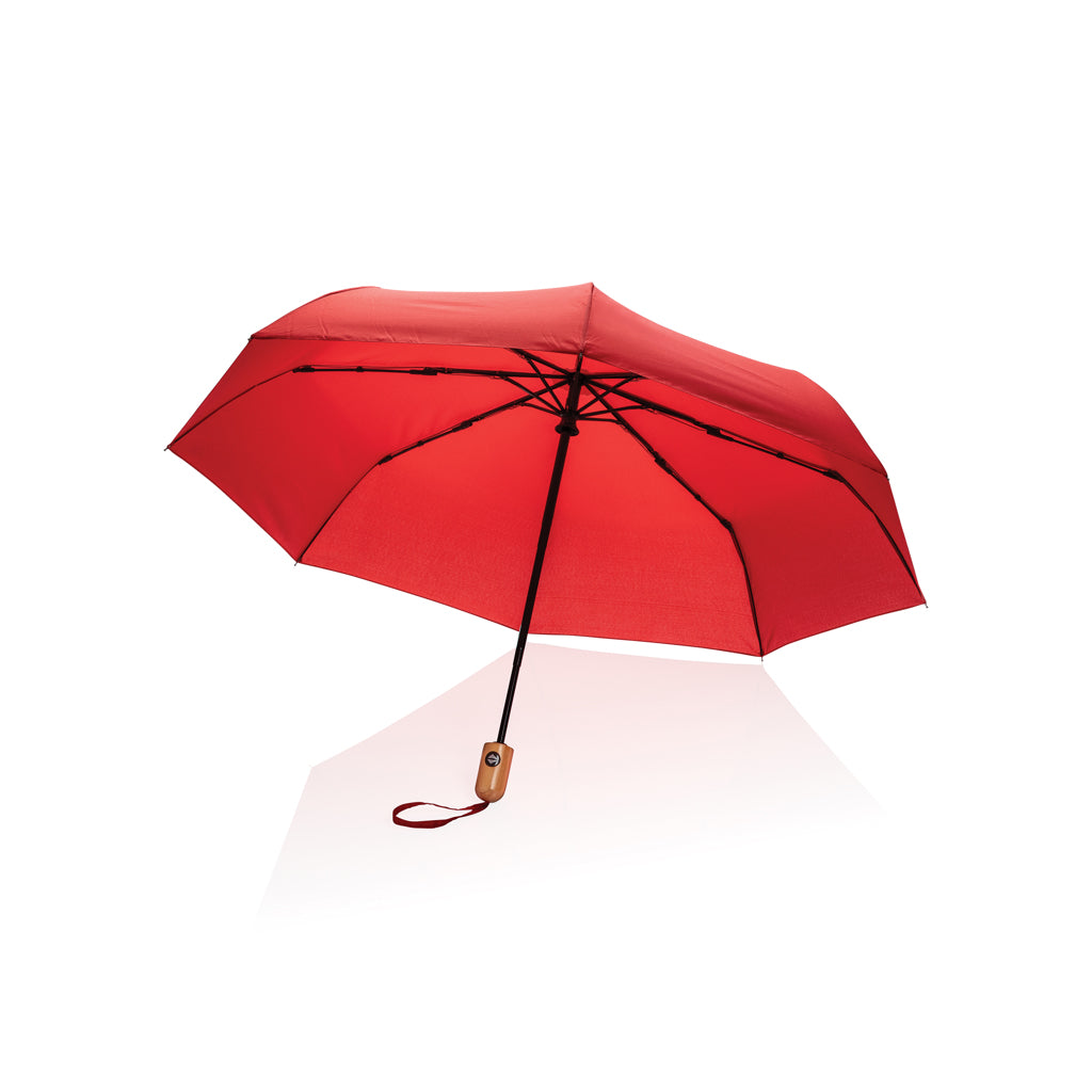 Automatische paraplu 21'' met houten handvat, rood