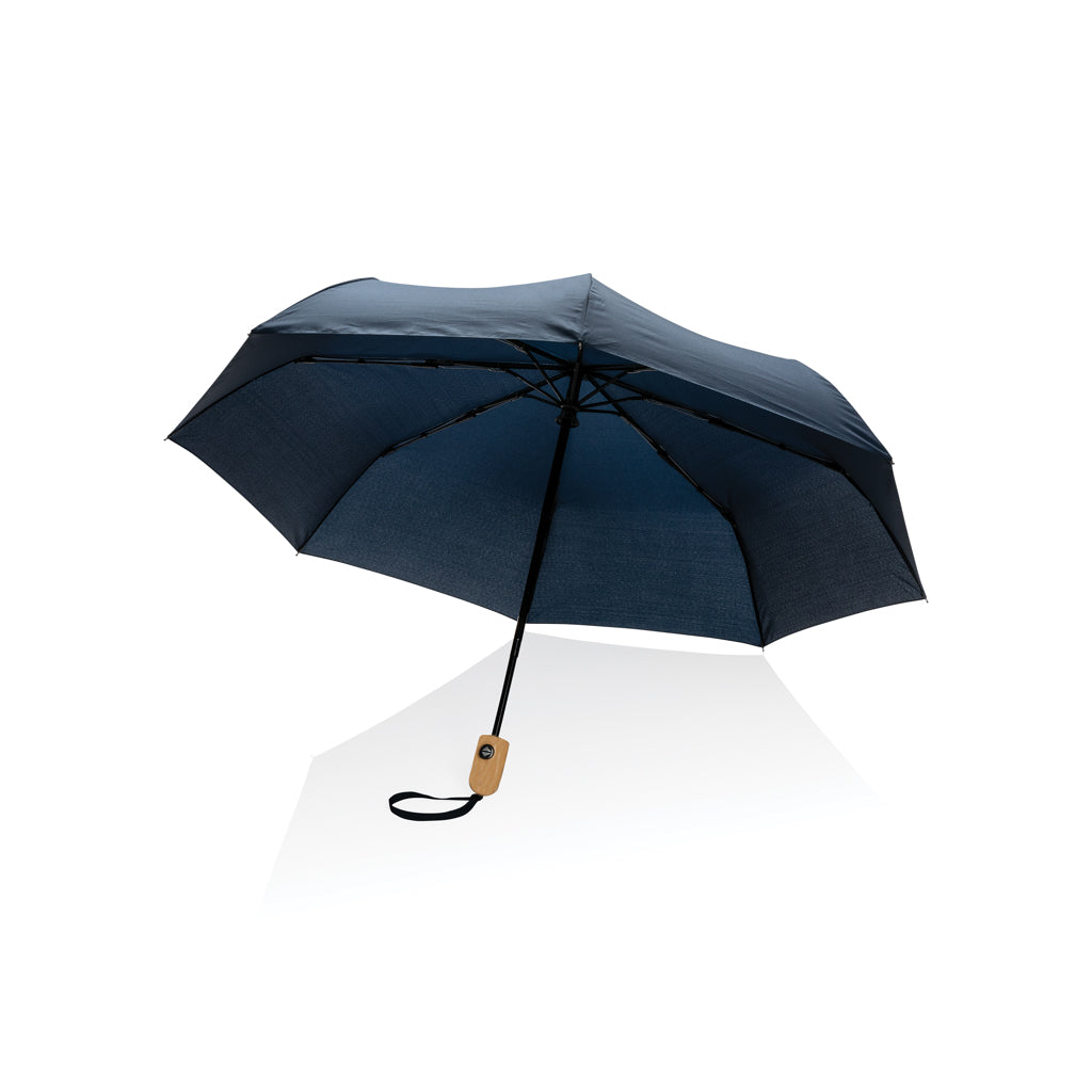 Automatische paraplu 21'' met houten handvat, donkerblauw