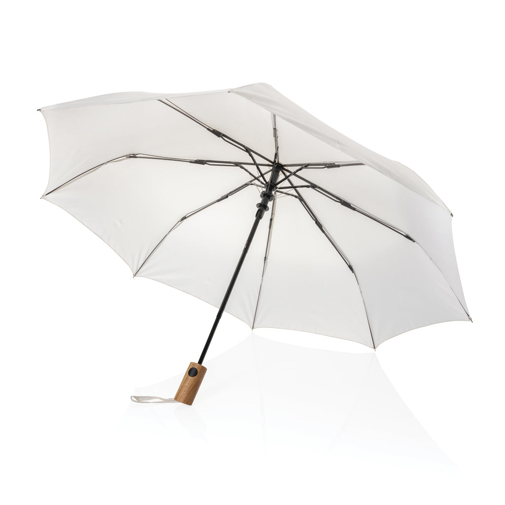 Mini-paraplu 21'' automatisch met acaciahouten handvat, beige