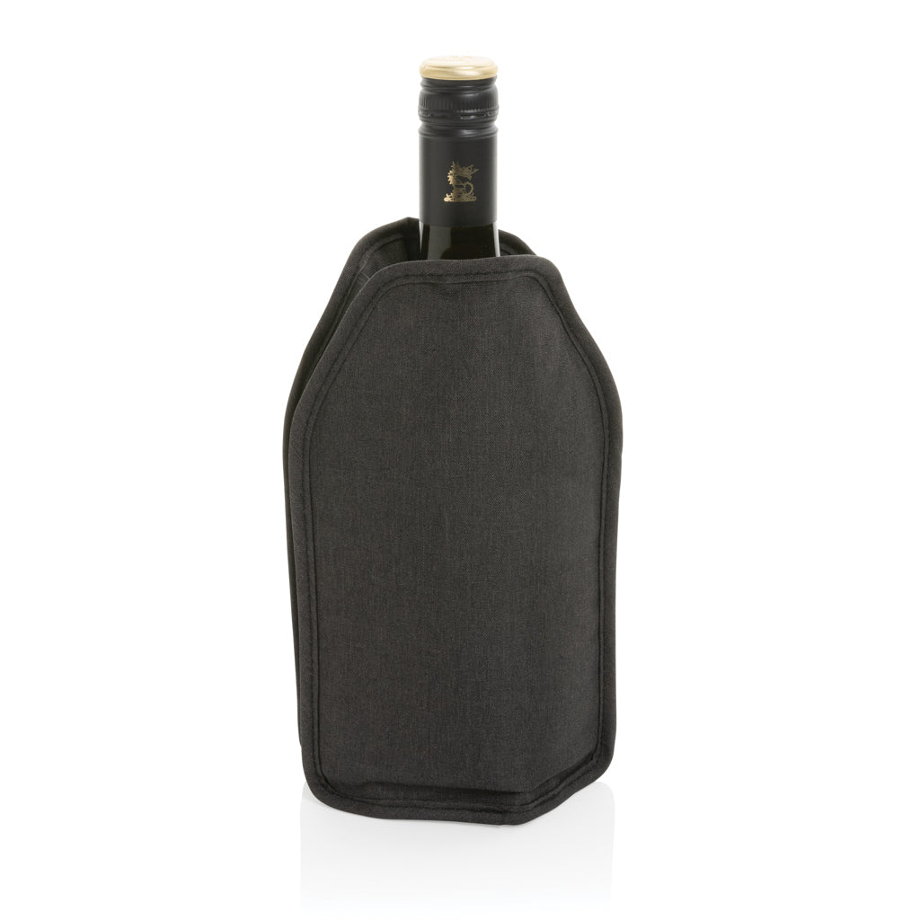 Wijnkoeler sleeve van gerecycled polyester, zwart