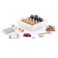 5-in-1 spellenset in houten kist, wit
