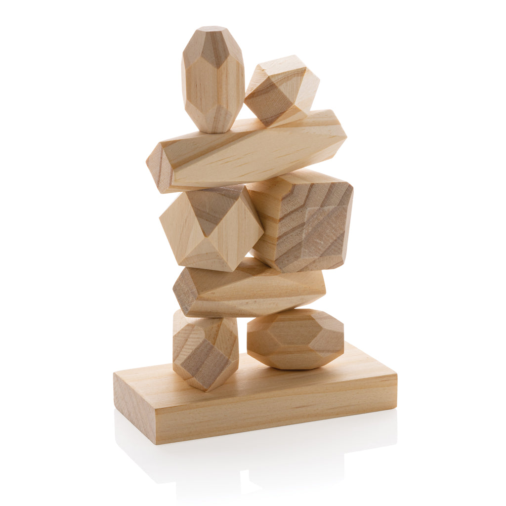 Houten balanceerstenen in zakje, bruin