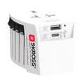 Wereldreisadapter 2-polig met USB-A en USB-C, wit
