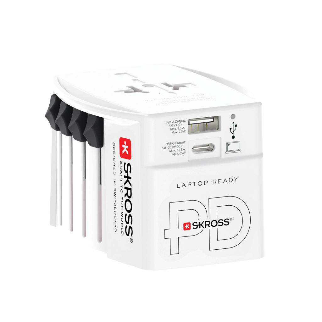 Wereldreisadapter 65 W met USB-C-kabel, wit