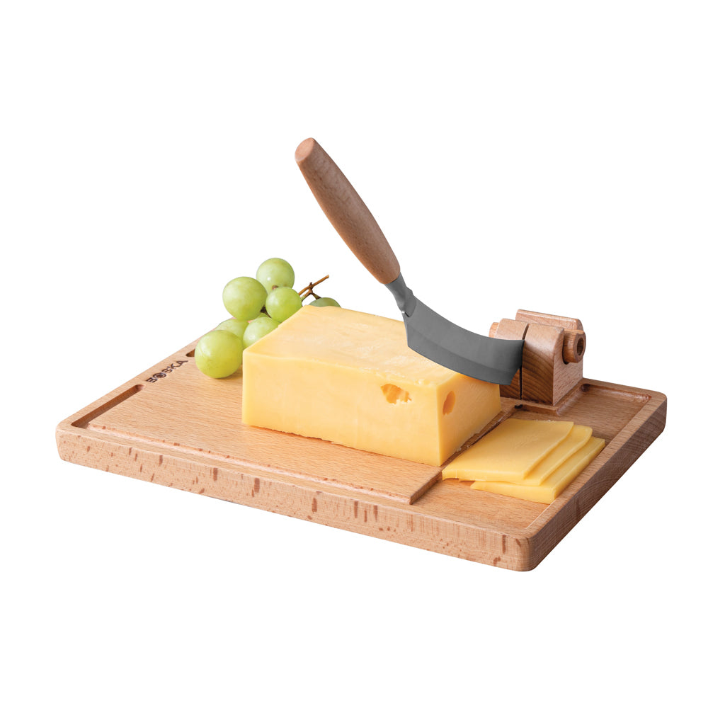 Kaas- en worstplank met geïntegreerd mes, bruin