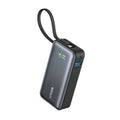 Powerbank 30 W met ingebouwde USB-C-kabel, zwart