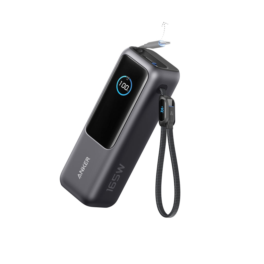 Powerbank 25.000 mAh met 2 ingebouwde kabels, grijs