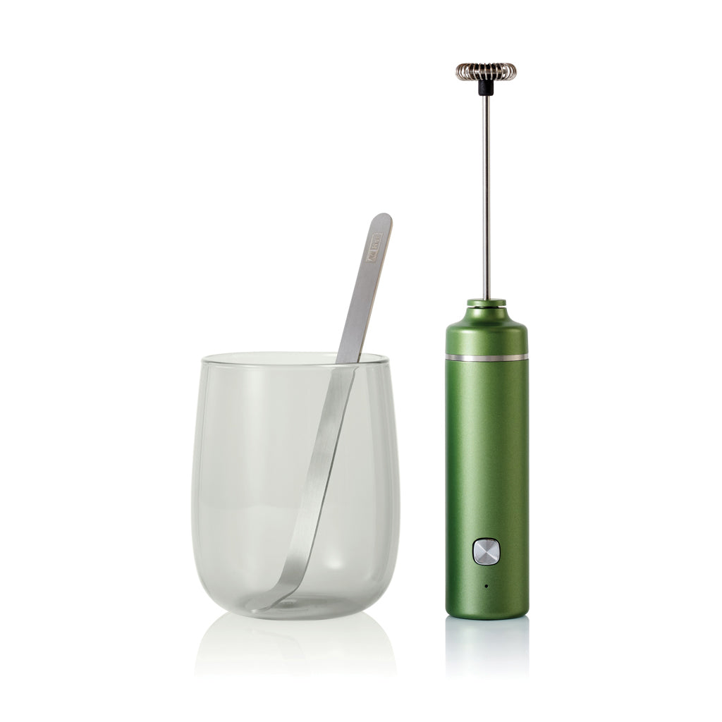 Matcha kennersset met oplaadbare opschuimer, groen
