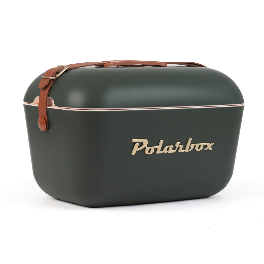 Retro koelbox 20L met schouderriem, groen