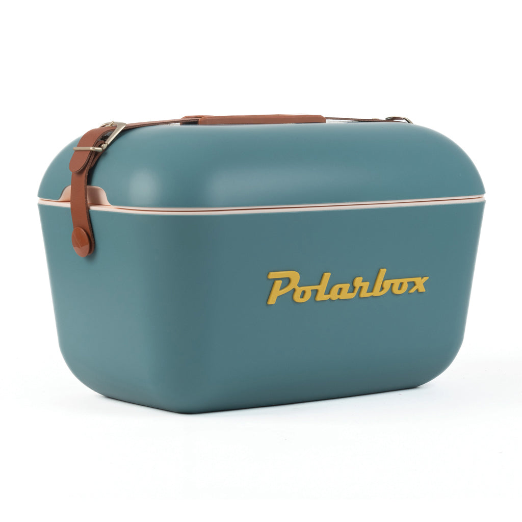 Retro koelbox 20L met schouderriem, blauw