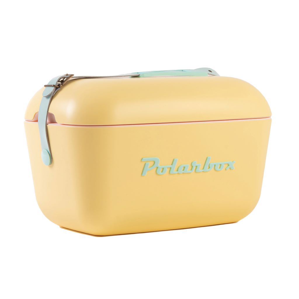 Retro koelbox 20L met schouderriem, geel