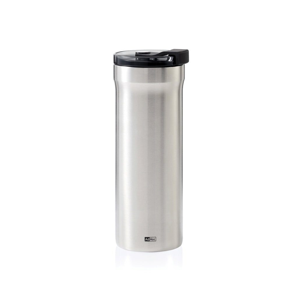 Thermobeker 500 ml met transparant deksel, zilvergrijs