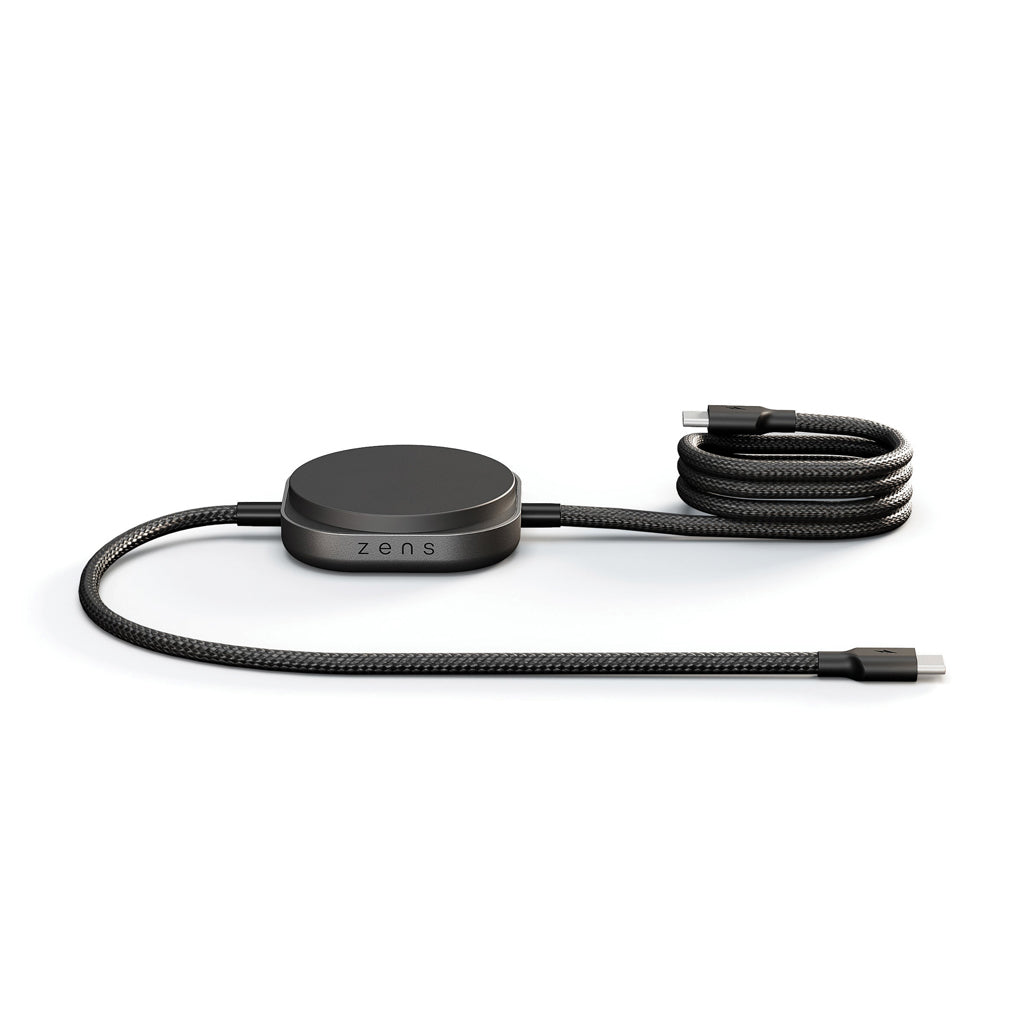 USB-C naar USB-C kabel met draadloos laadstation, zwart