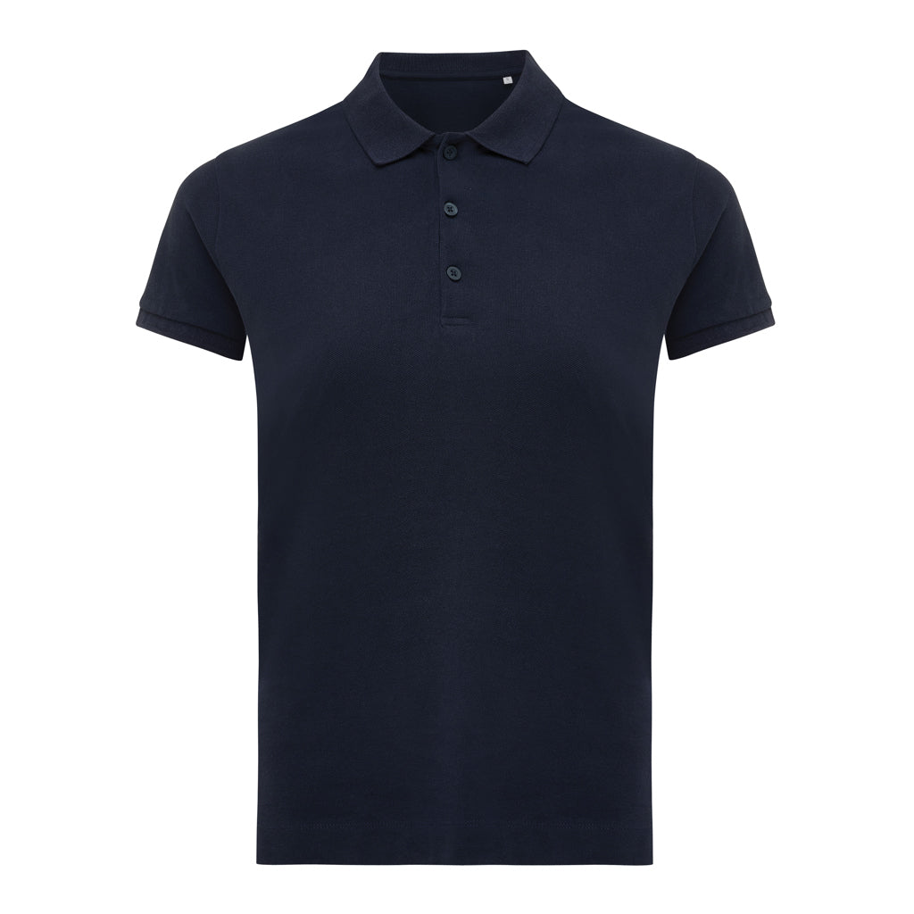Dames polo, gerecycled en biologisch katoen, donkerblauw