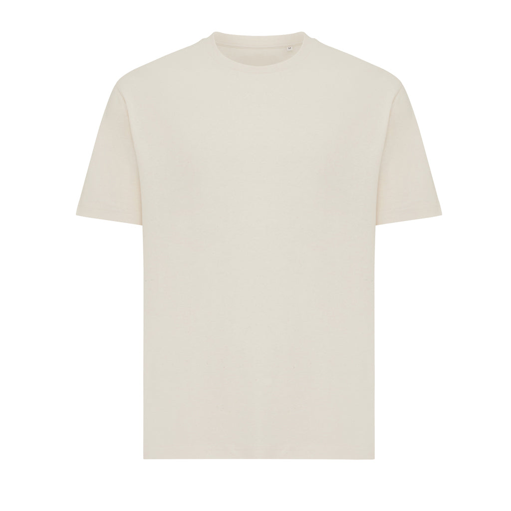 Unisex T-shirt boxy fit, gerecycled en biologisch katoen, natural raw
