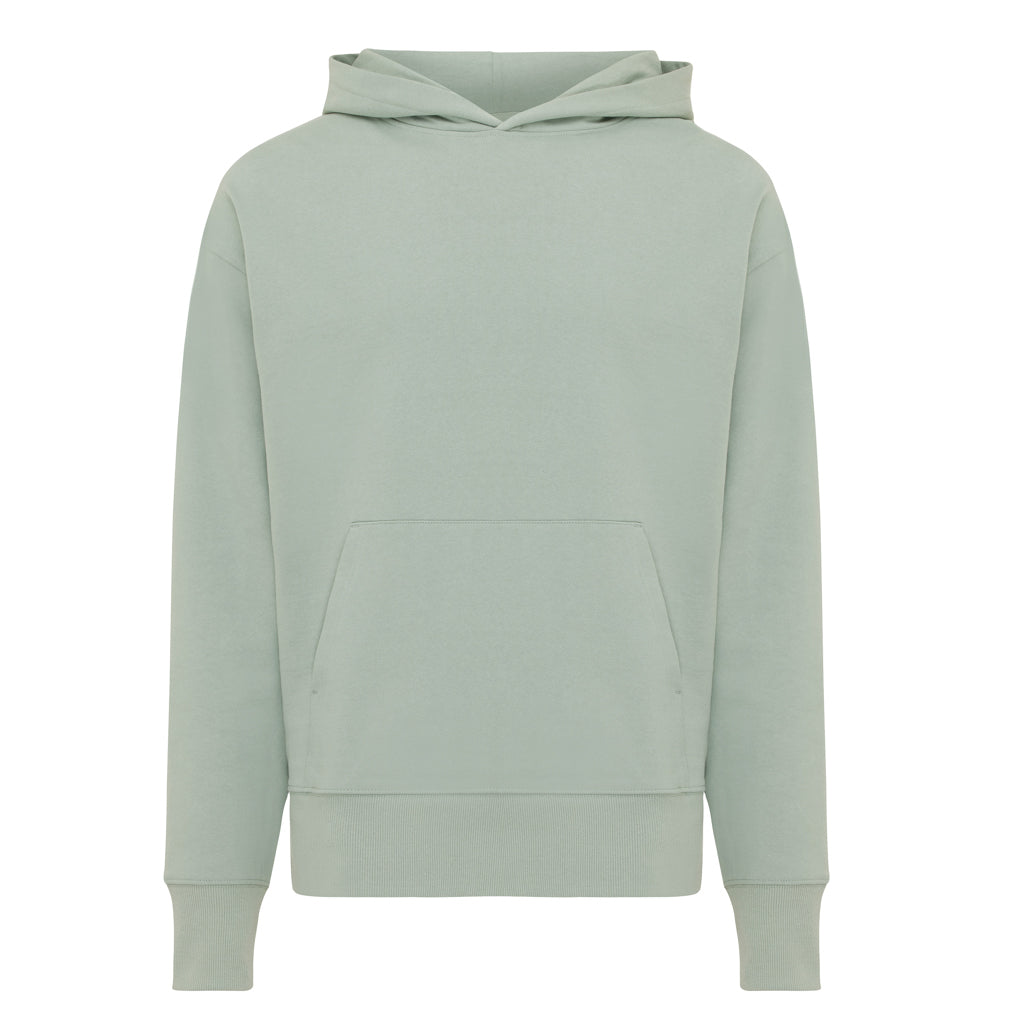 Unisex hoodie relaxed fit, gerecycled en biologisch katoen, iceberg green