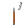 Metalen pen van gerecycled roestvrij staal met dop, bruin