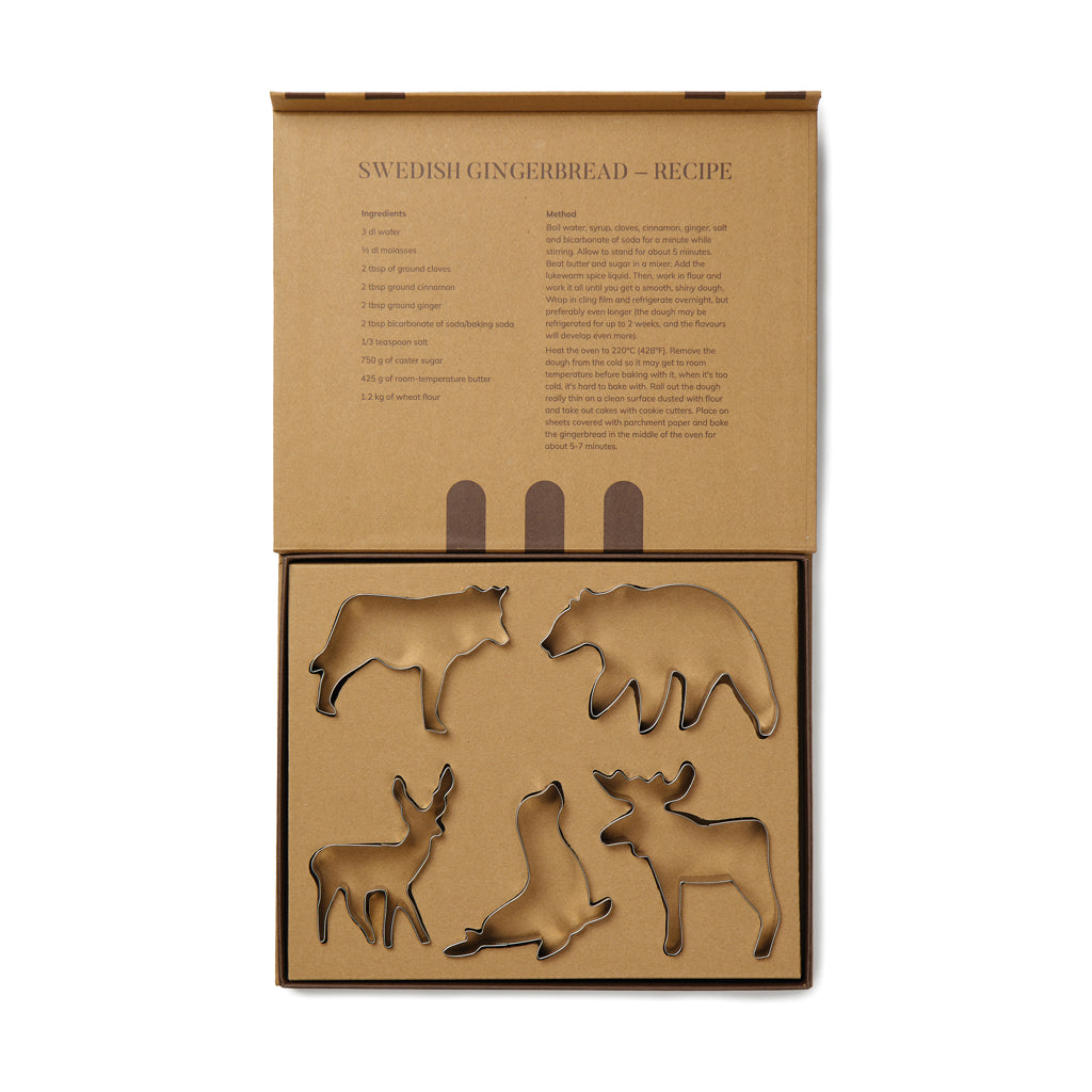 Koekjesuitstekers dierenvormen, 5-delige set, grijs