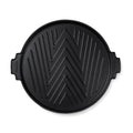 Ribbelplaat rond 30 cm, geëmailleerd gietijzer, zwart