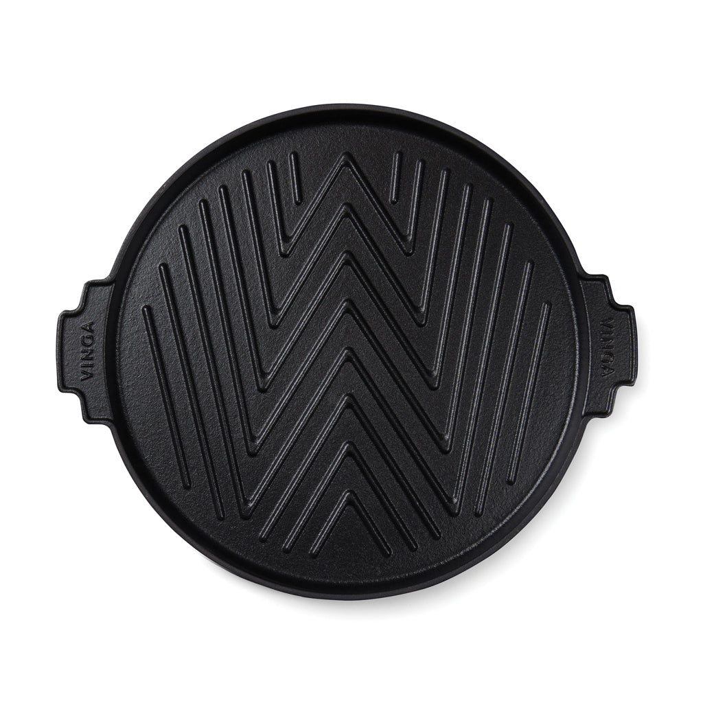 Ribbelplaat rond 30 cm, geëmailleerd gietijzer, zwart