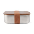 Lunchbox van gerecycled roestvrij staal met houten deksel, staal