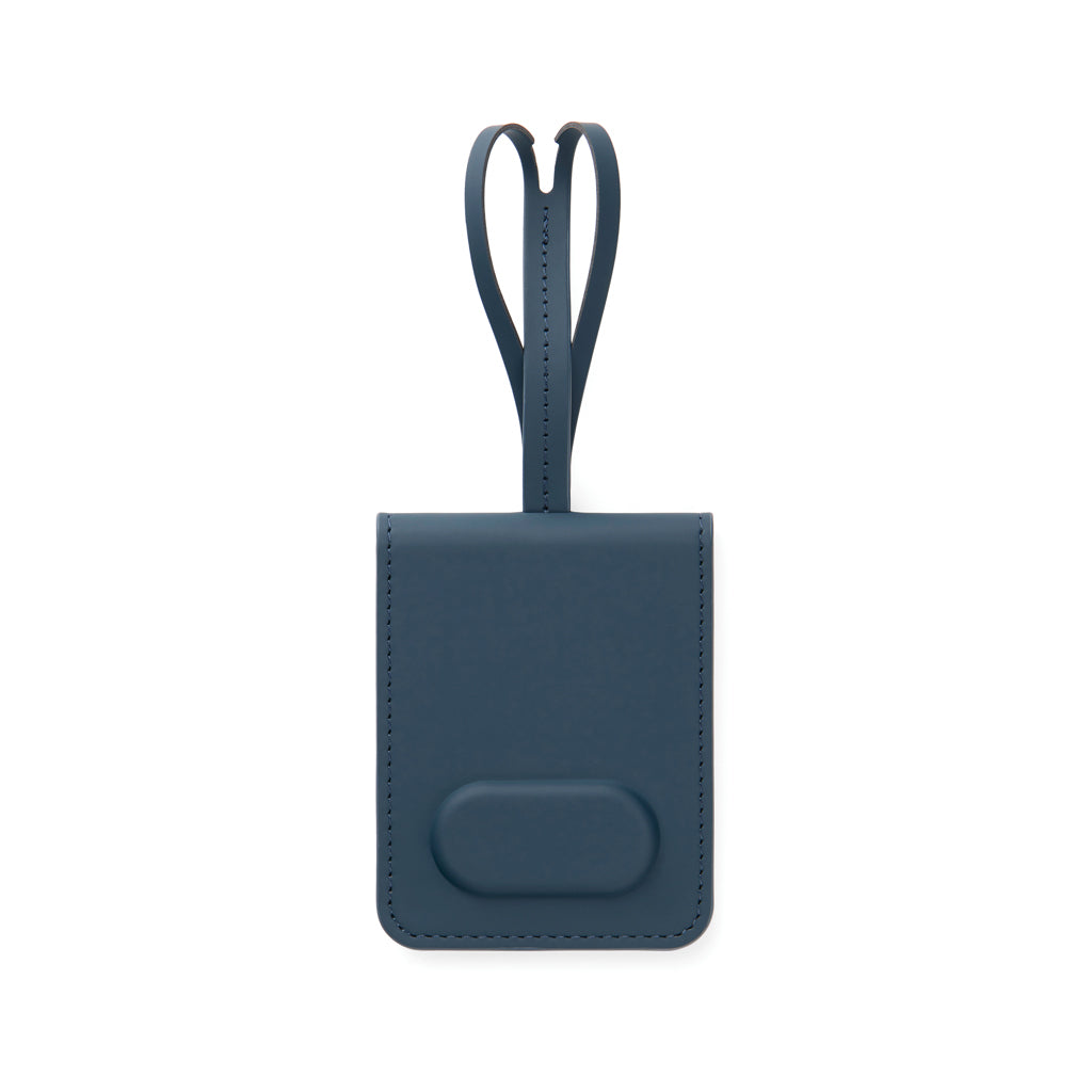Bagagelabel met wereldwijde tracker, blauw