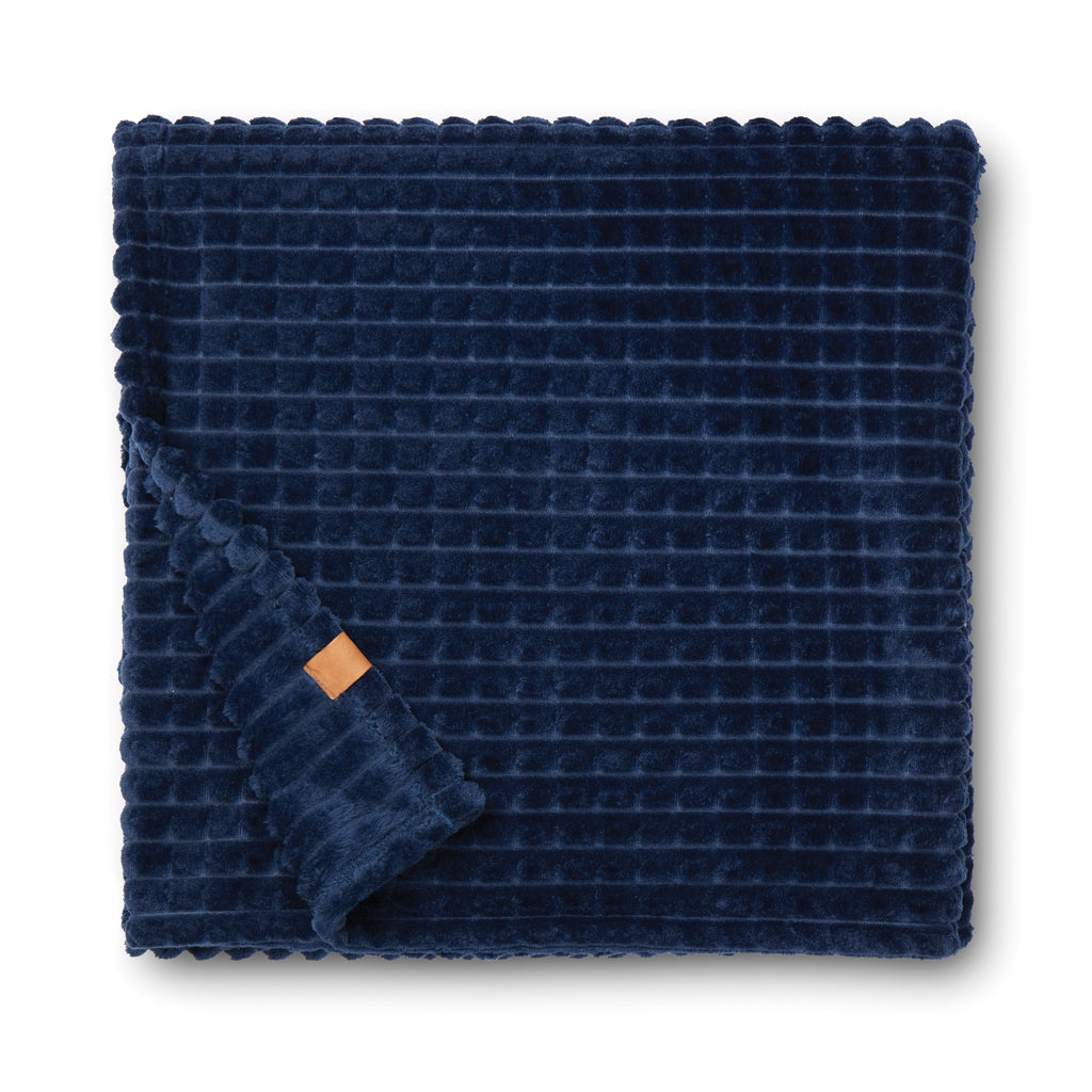 Geruite deken van gerecycled polyester, 170x130 cm, donkerblauw