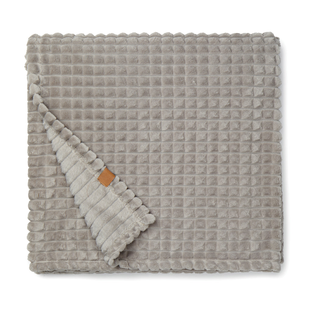 Geruite deken van gerecycled polyester, 170x130 cm, grijs