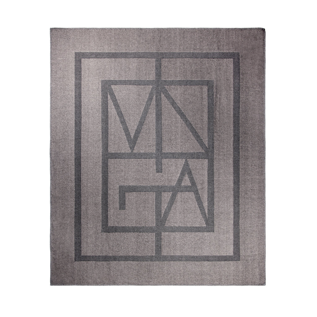Deken met monogrampatroon, gerecycled polyester, grijs