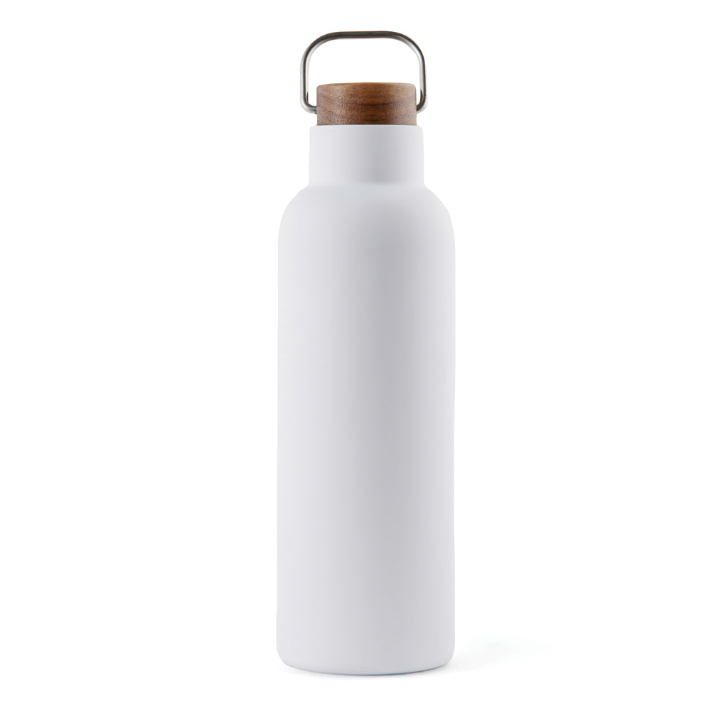 Vacuümfles 800 ml met acaciahouten deksel, wit