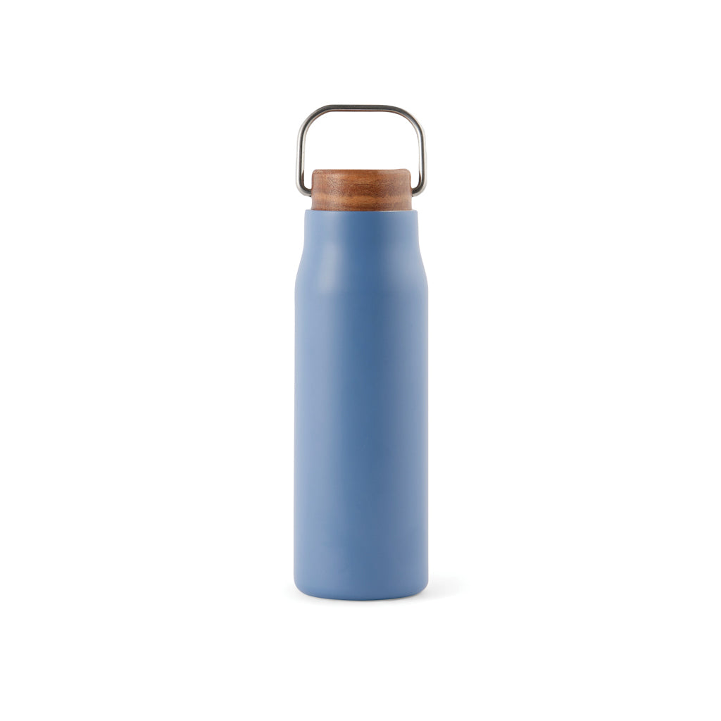 Vacuümfles met acaciahouten deksel, blauw