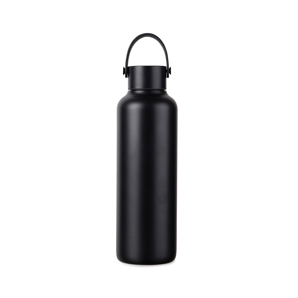 Drinkfles 600 ml, gerecycled RVS, zwart