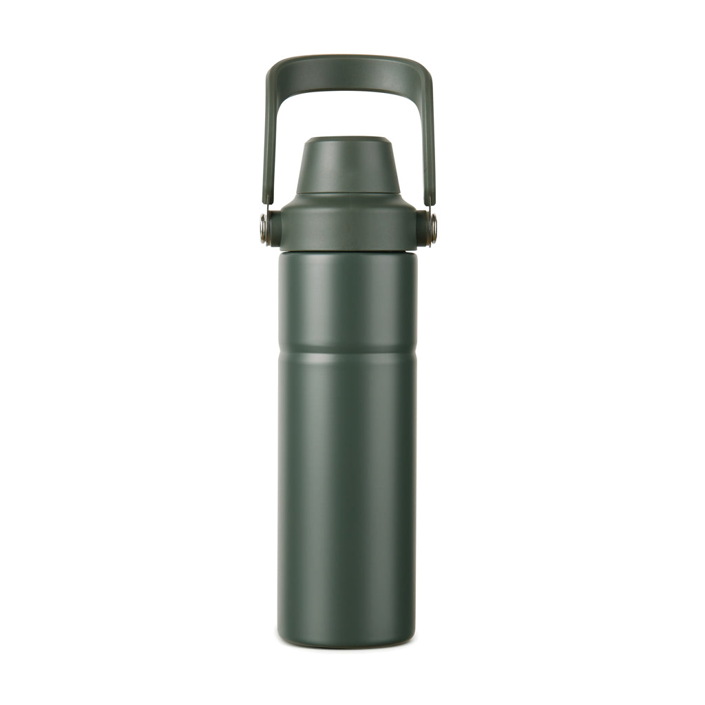 Drinkfles 600 ml met handvat, gerecycled RVS, groen