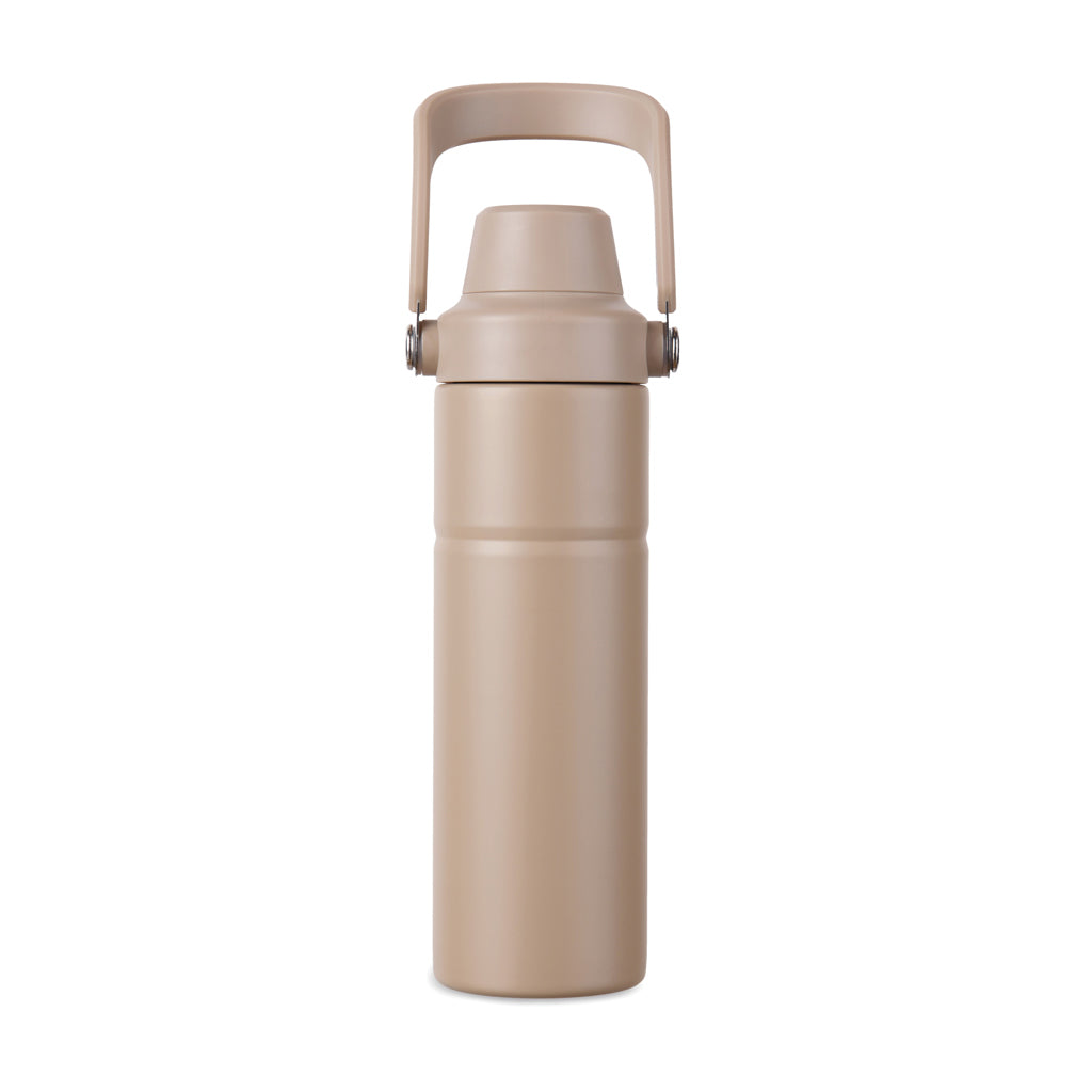 Drinkfles 600 ml met handvat, gerecycled RVS, greige