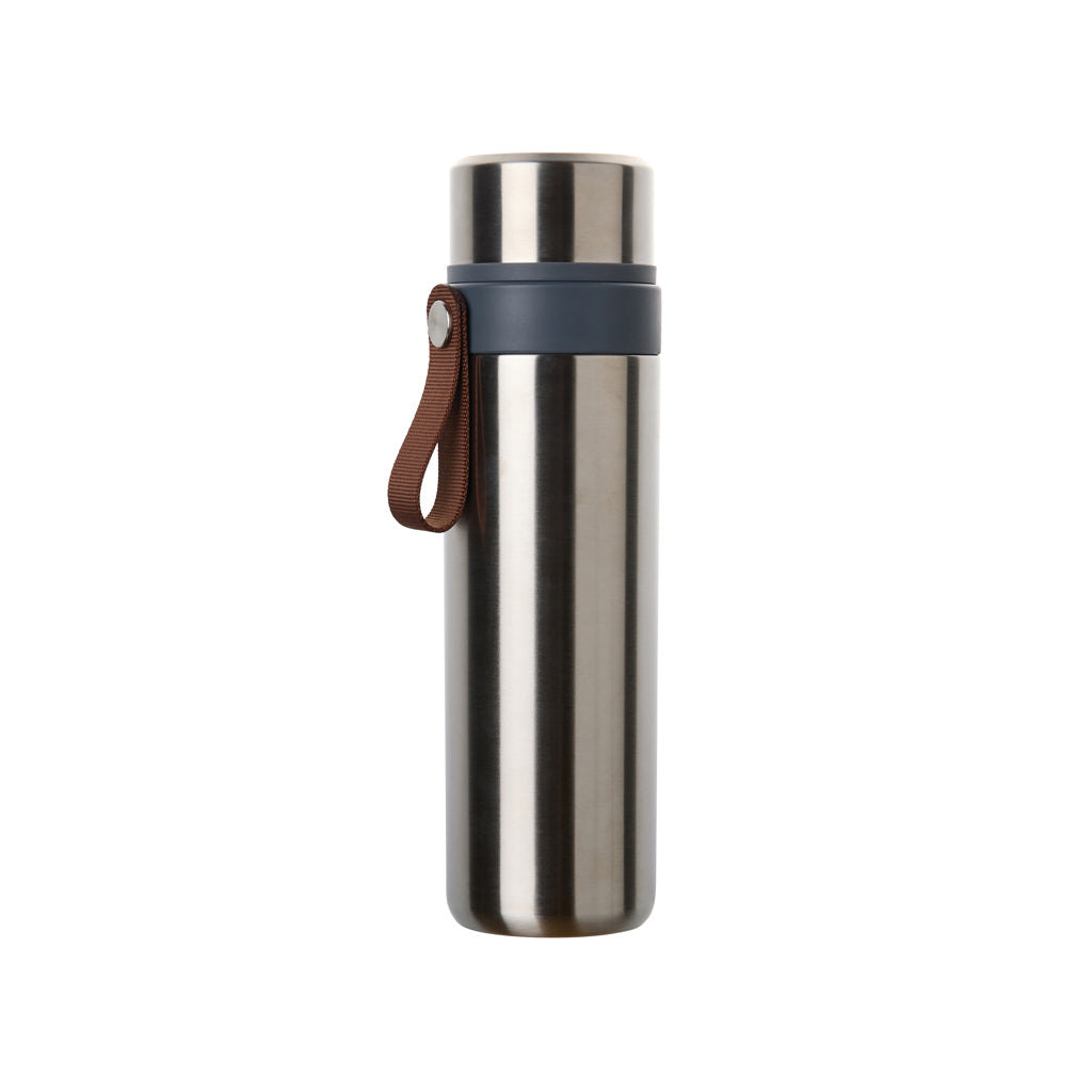 Thermosfles 750 ml met 2 bekers, gerecycled RVS, staal