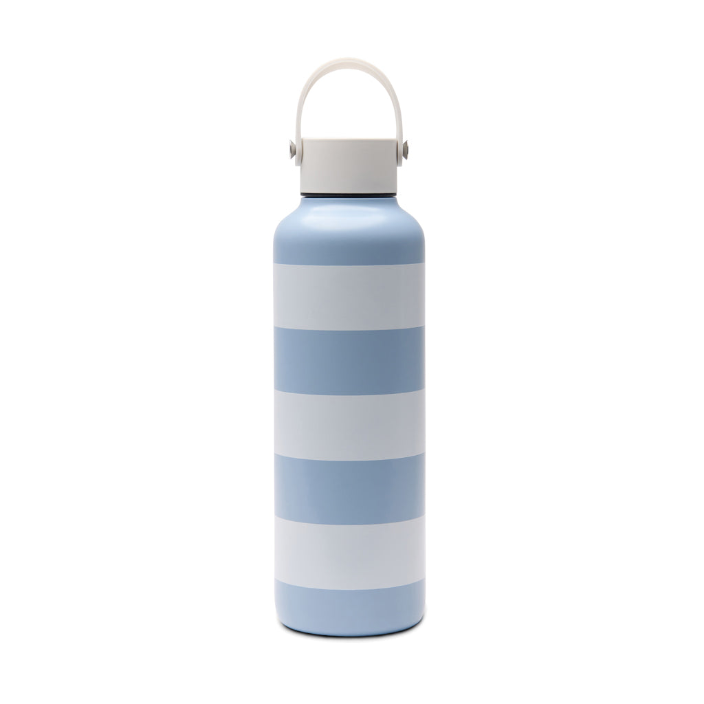 Drinkfles 600 ml, gestreept, gerecycled RVS, lichtblauw