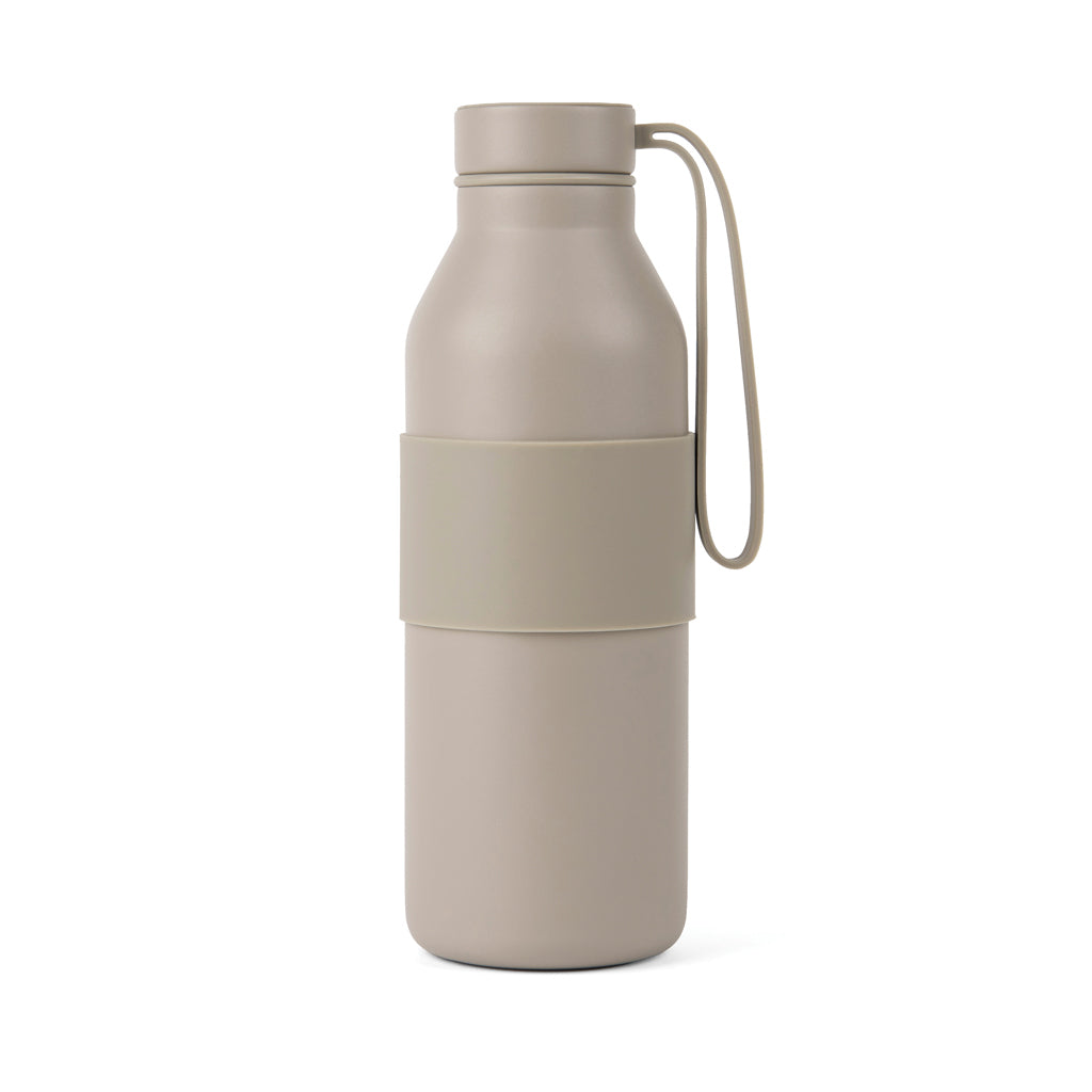 Drinkfles 500 ml met siliconen hoes, gerecycled RVS, beige