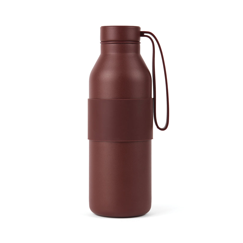 Drinkfles 500 ml met siliconen hoes, gerecycled RVS, bordeauxrood