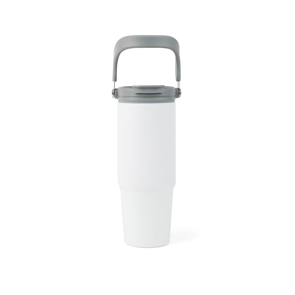 Thermosfles 880 ml met handvat, gerecycled RVS, wit