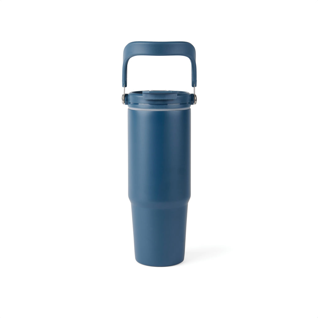 Thermosfles 880 ml met handvat, gerecycled RVS, donkerblauw
