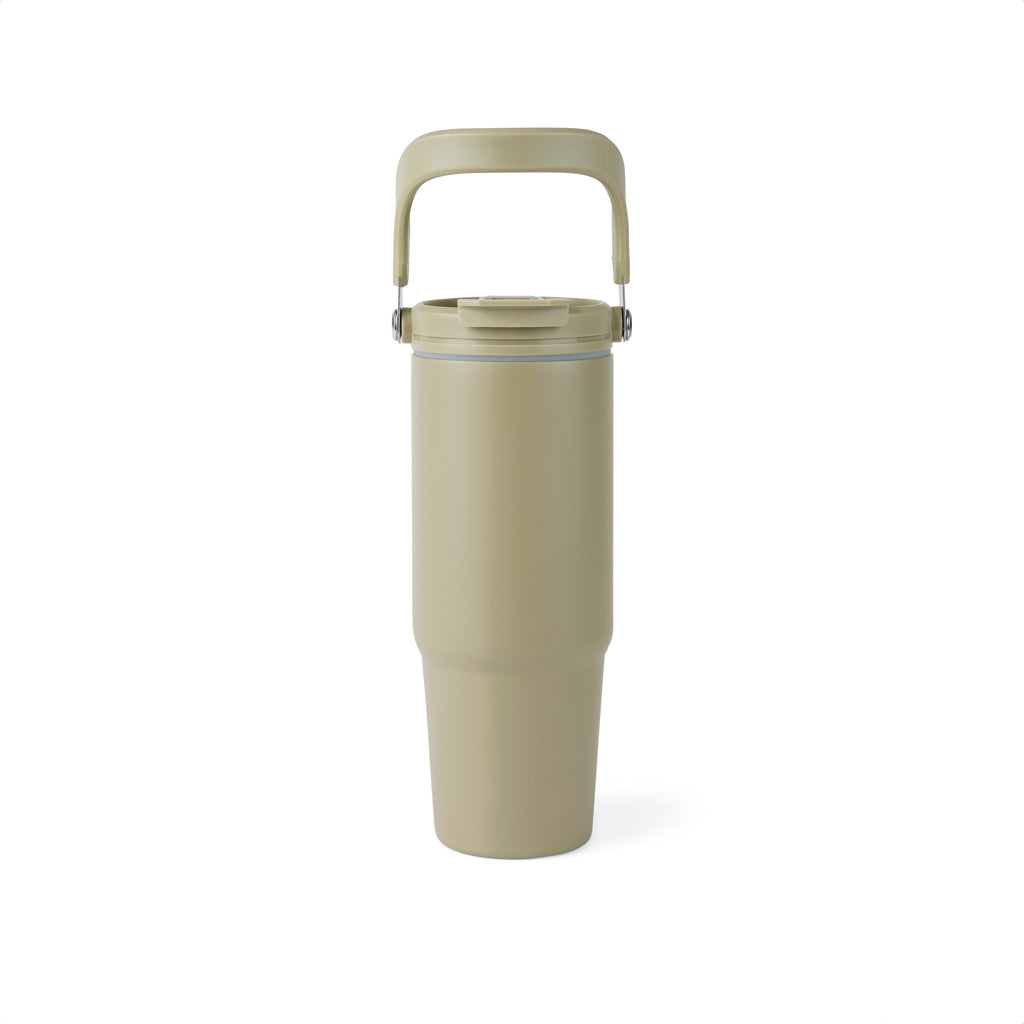 Thermosfles 880 ml met handvat, gerecycled RVS, groen