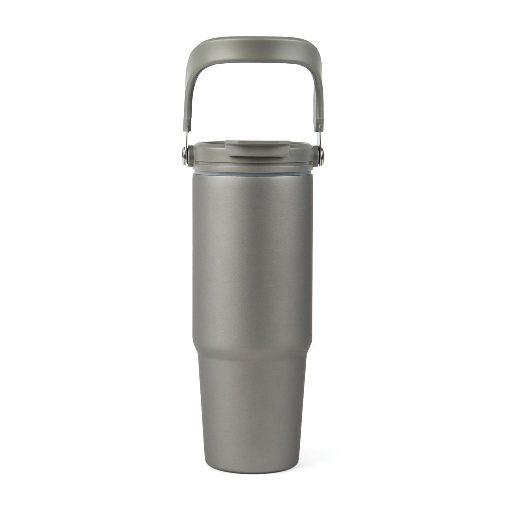 Thermosfles 880 ml met handvat, gerecycled RVS, grijs